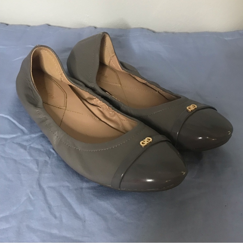 Cole Haan Elsie Leather Ballet Ballerina Flat Shoes Gray SZ 8B KE